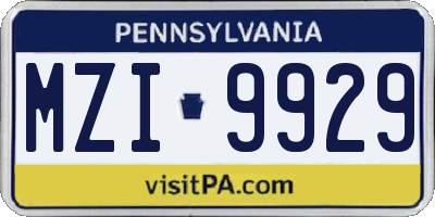 PA license plate MZI9929