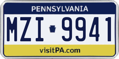 PA license plate MZI9941