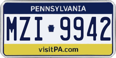 PA license plate MZI9942