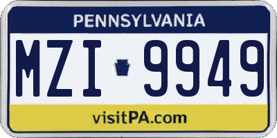 PA license plate MZI9949