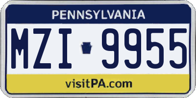 PA license plate MZI9955