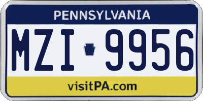 PA license plate MZI9956