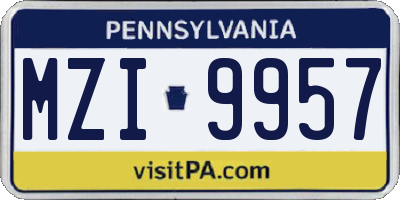 PA license plate MZI9957