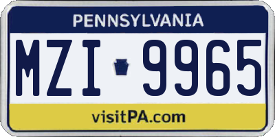 PA license plate MZI9965