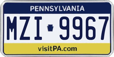 PA license plate MZI9967