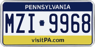 PA license plate MZI9968