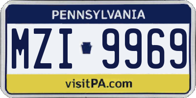 PA license plate MZI9969