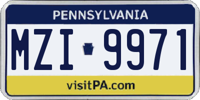 PA license plate MZI9971