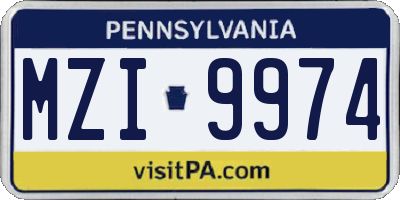 PA license plate MZI9974