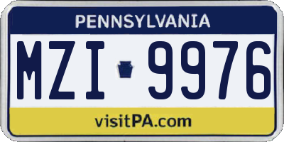 PA license plate MZI9976