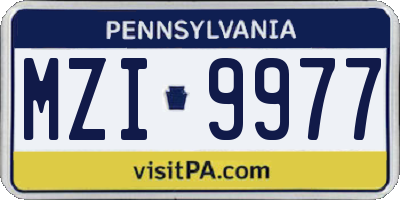 PA license plate MZI9977