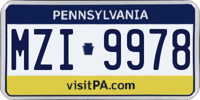 PA license plate MZI9978