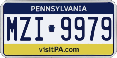 PA license plate MZI9979