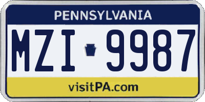 PA license plate MZI9987
