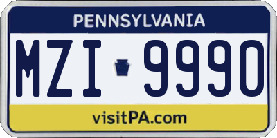PA license plate MZI9990
