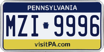 PA license plate MZI9996
