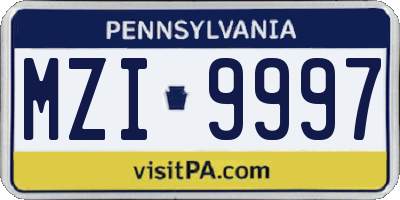 PA license plate MZI9997