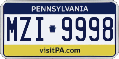 PA license plate MZI9998