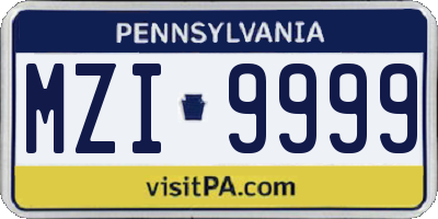 PA license plate MZI9999