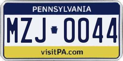 PA license plate MZJ0044