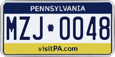 PA license plate MZJ0048