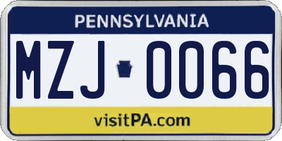 PA license plate MZJ0066