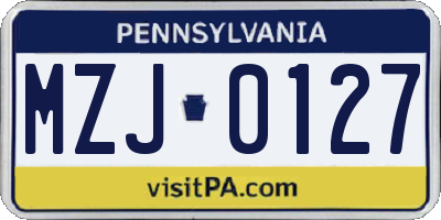 PA license plate MZJ0127
