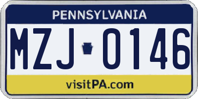 PA license plate MZJ0146