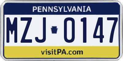 PA license plate MZJ0147