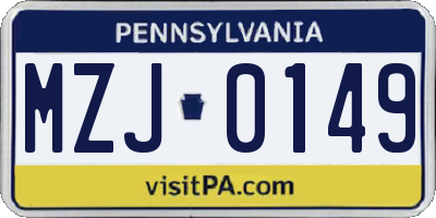 PA license plate MZJ0149