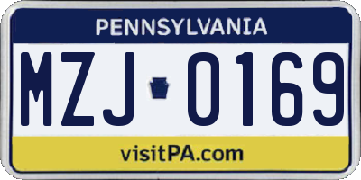 PA license plate MZJ0169