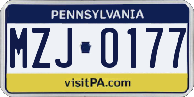 PA license plate MZJ0177