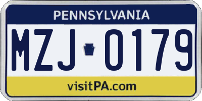 PA license plate MZJ0179