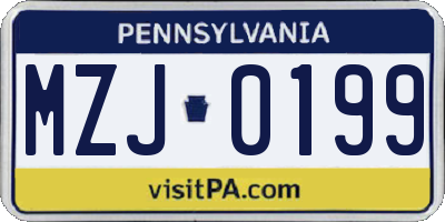 PA license plate MZJ0199