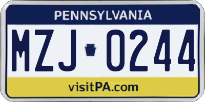 PA license plate MZJ0244