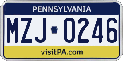 PA license plate MZJ0246