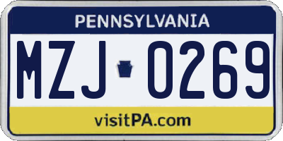 PA license plate MZJ0269