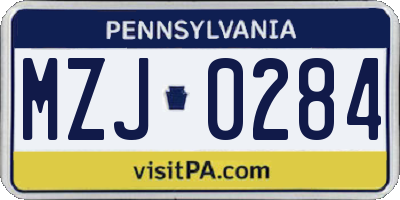 PA license plate MZJ0284
