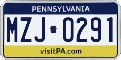 PA license plate MZJ0291