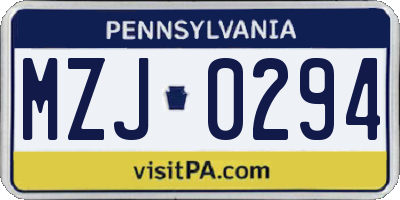 PA license plate MZJ0294