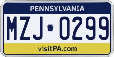 PA license plate MZJ0299