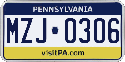 PA license plate MZJ0306