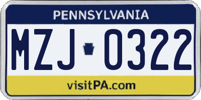 PA license plate MZJ0322