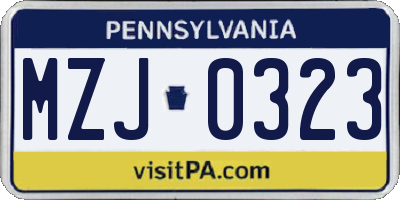 PA license plate MZJ0323