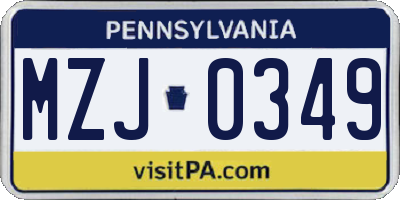 PA license plate MZJ0349
