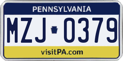 PA license plate MZJ0379