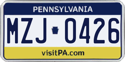 PA license plate MZJ0426
