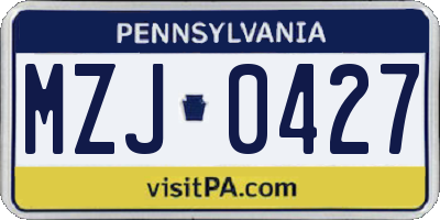 PA license plate MZJ0427
