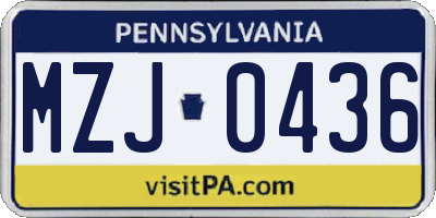 PA license plate MZJ0436