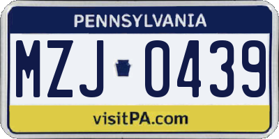 PA license plate MZJ0439